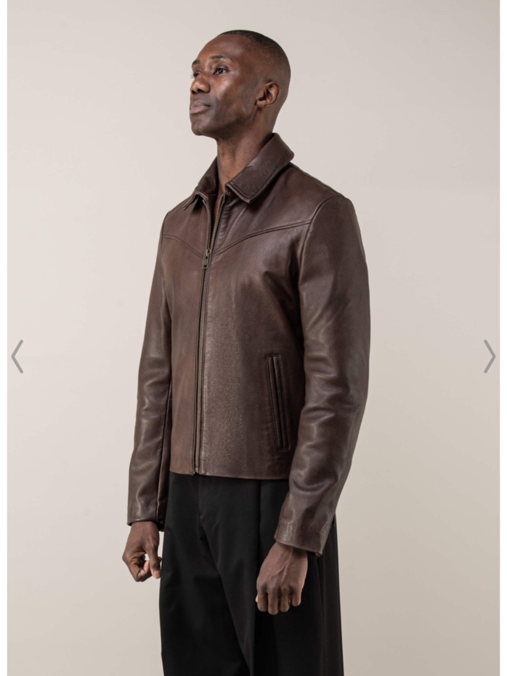 Boda Skins vintage Brown Leather Zip-Front Jacket